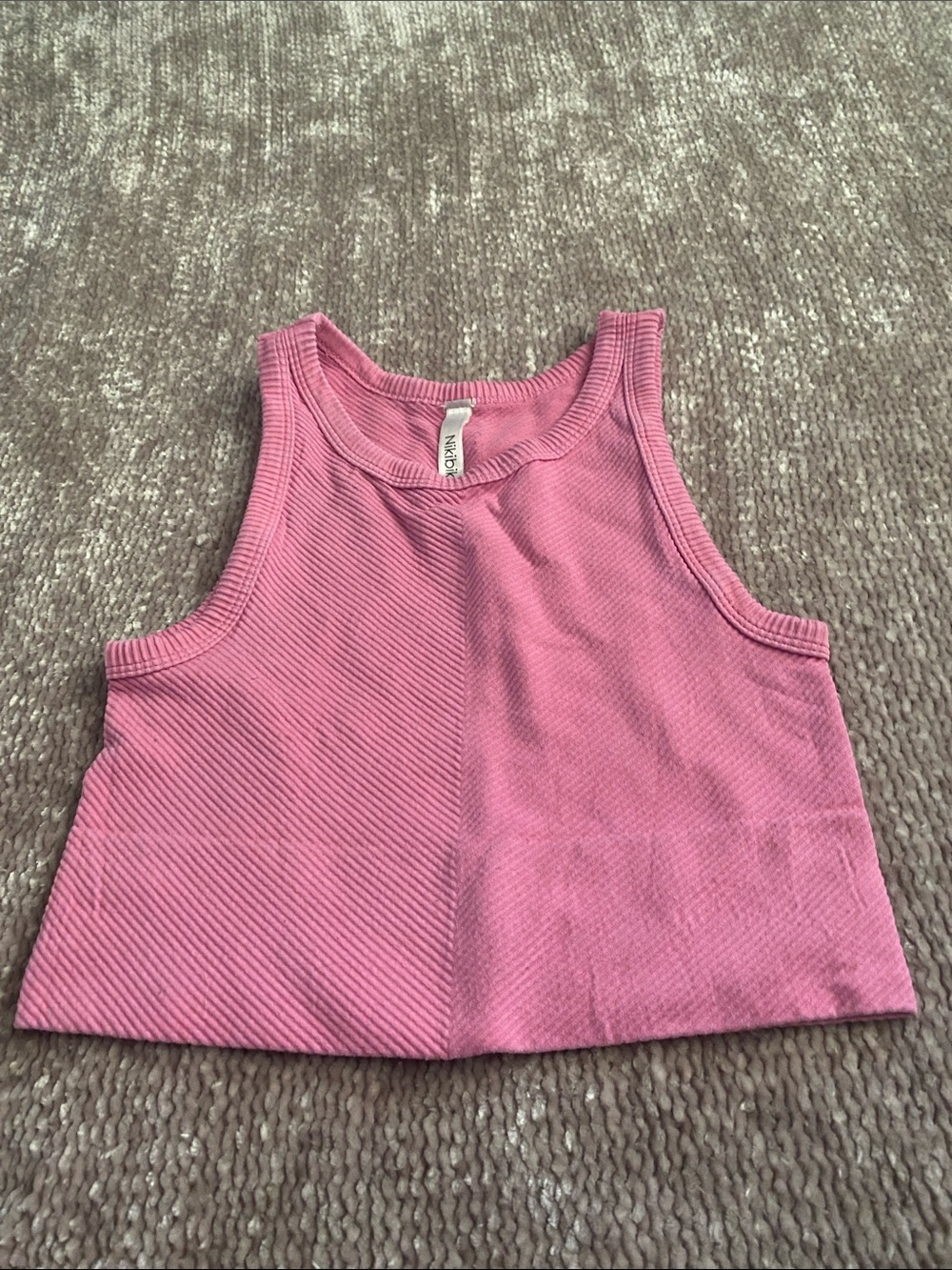 Pink Ribbed Cropped Tank Top